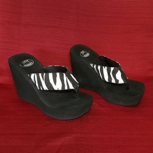 Steve Madden Waterski Zebra Platform Wedge Sandal